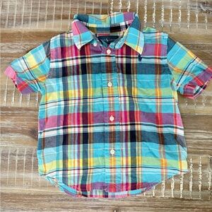 RALPH LAUREN Baby Boys’ Plaid Short Sleeve Button Down Shirt Size 24M‎